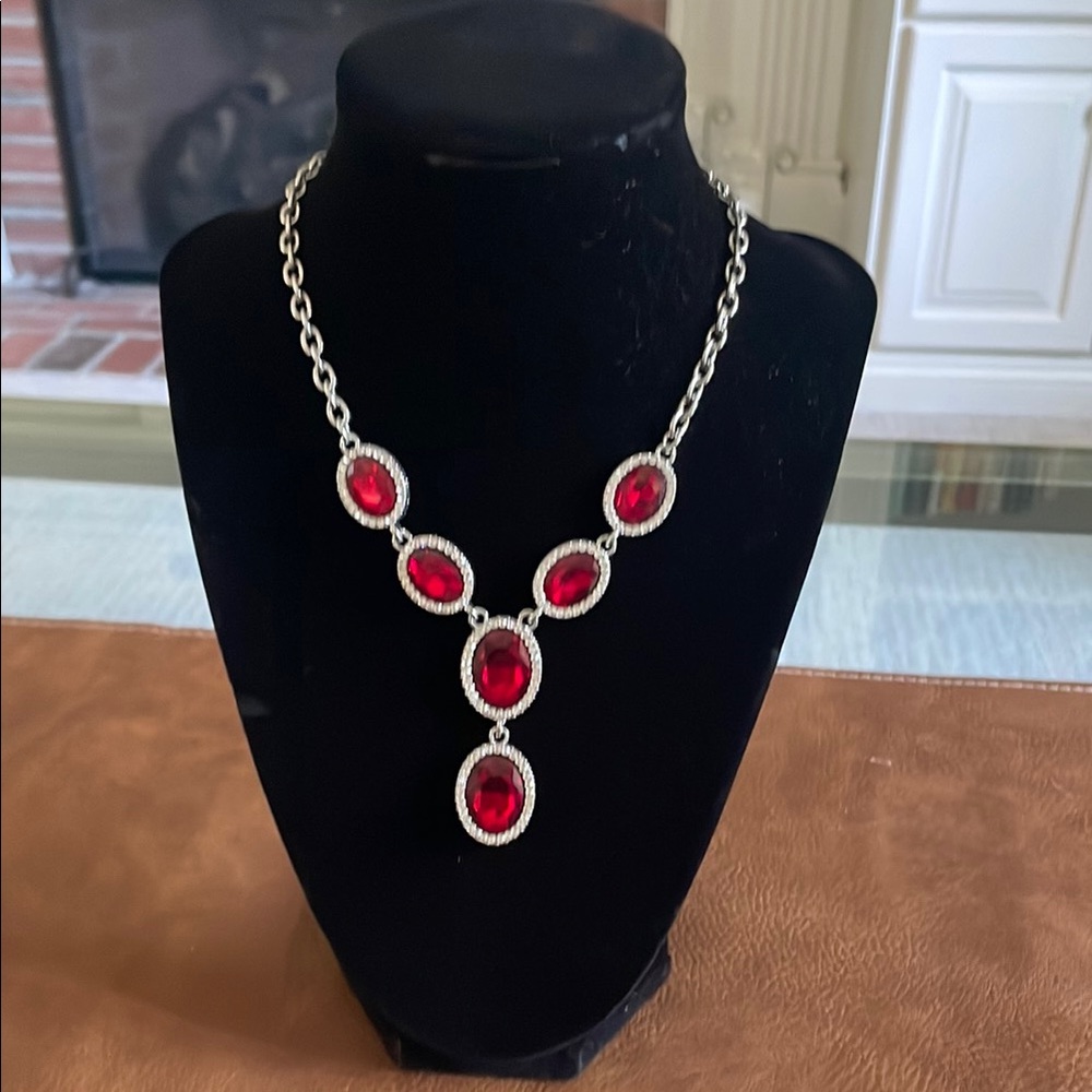 Elegant Red and Silver Necklace